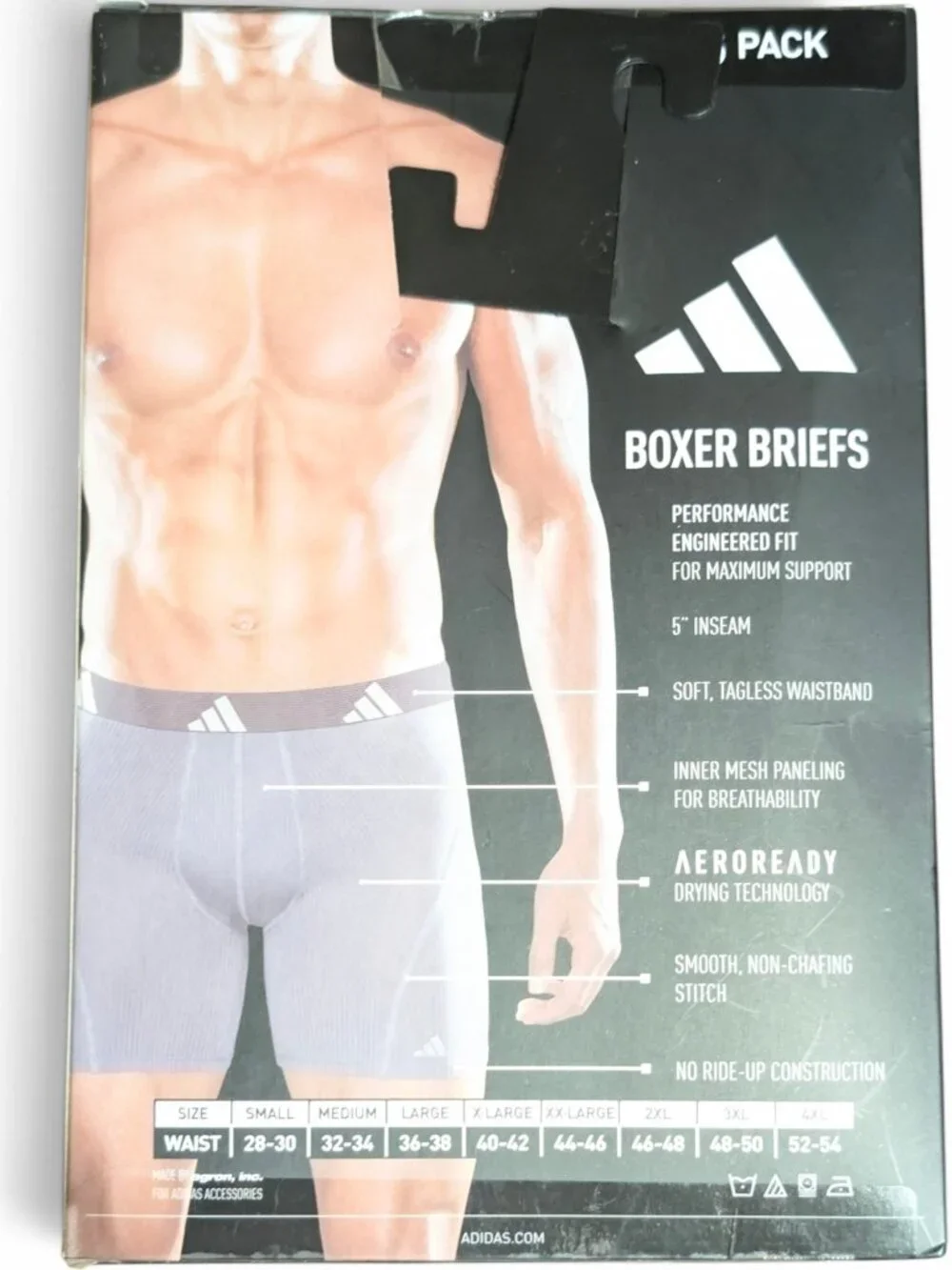 🩲NIB Adidas Men's Performance Mesh Boxer Briefs 3-Pack - XXL (44-46) Black/Gray